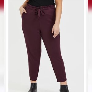 Torrid Ponte Paperbag Waist Cropped Pants – Burgundy 1X